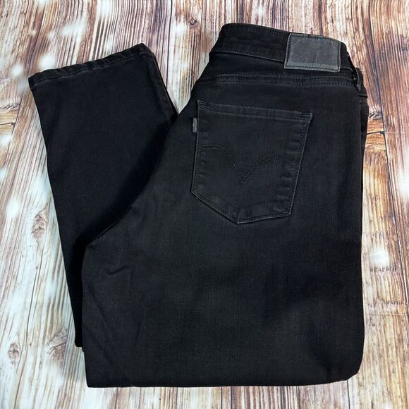 Levi's Denim - Levi's CLASSIC MID RISE SKINNY Size 12 Short Black Jeans Denim Ankle Pants 29X27